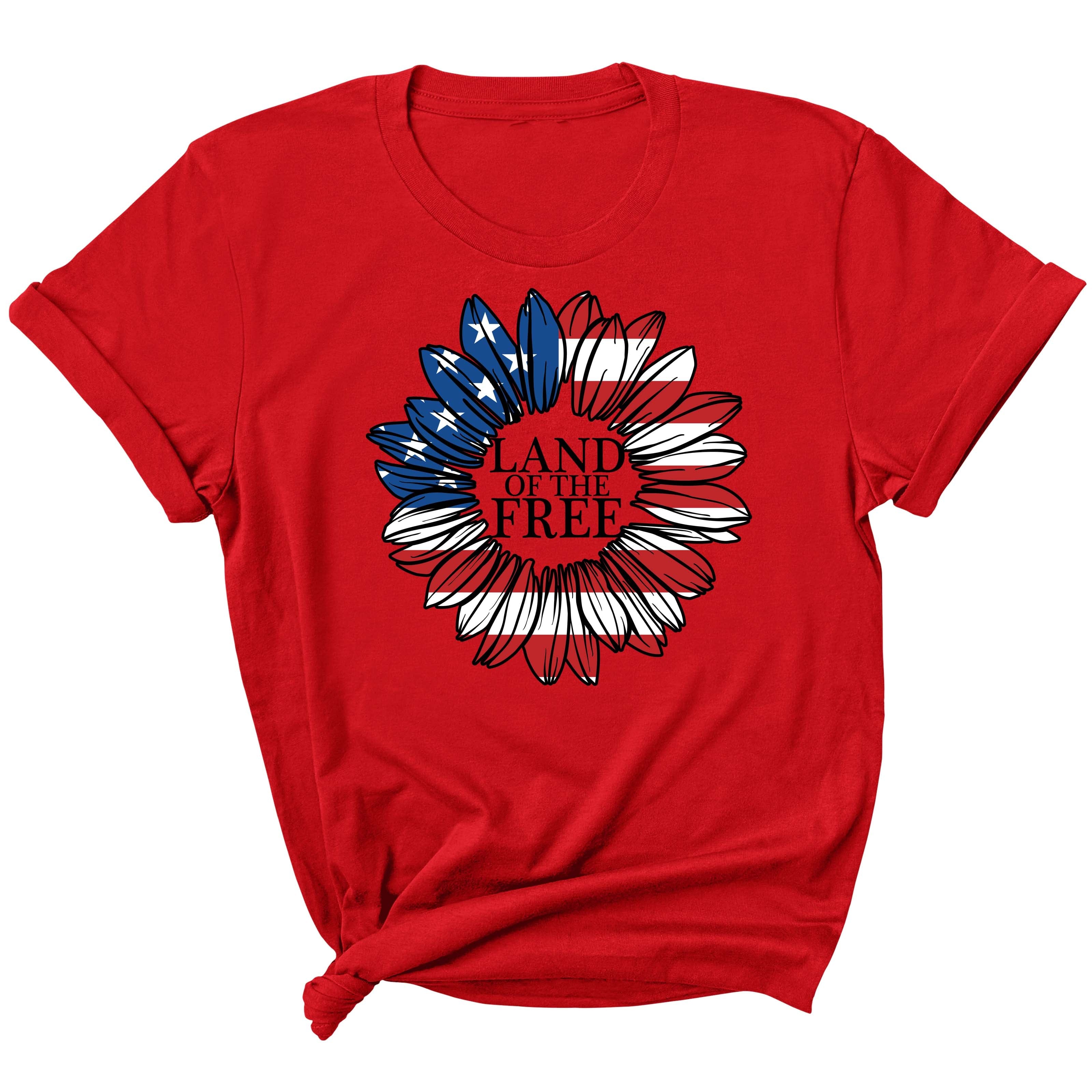Land of The Free Sunflower Women's Graphic Print T-Shirt
