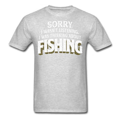 Thinking About Fishing Funny T-Shirt - heather gray