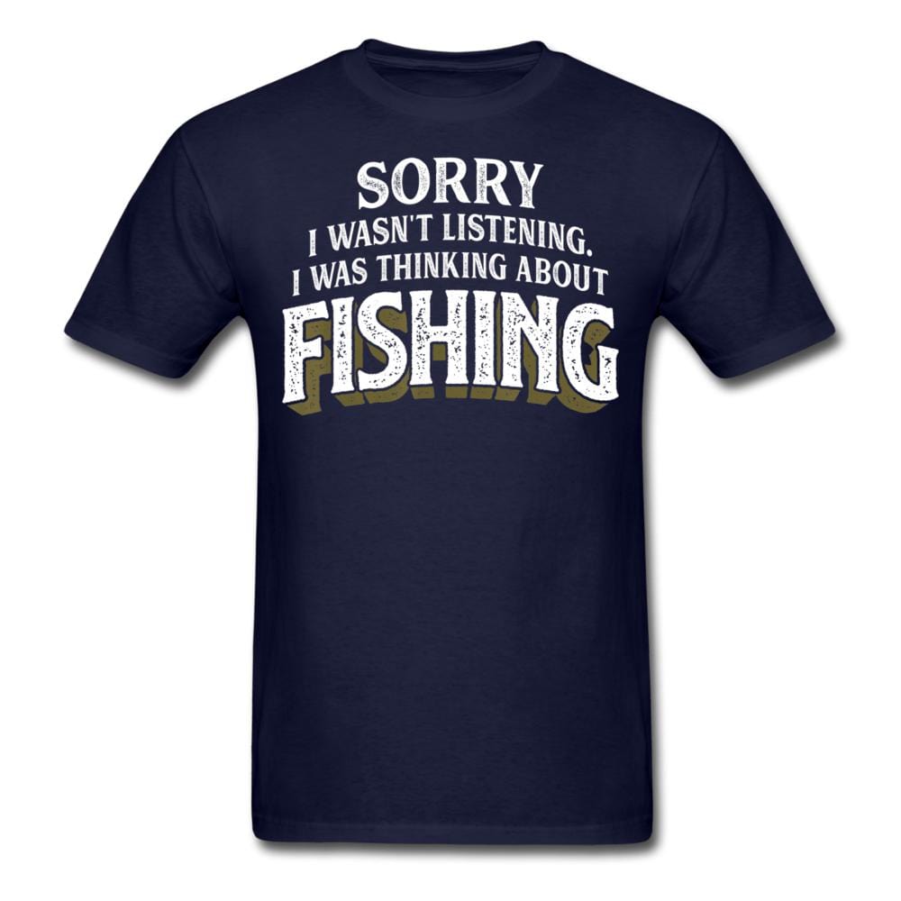 Thinking About Fishing Funny T-Shirt - navy