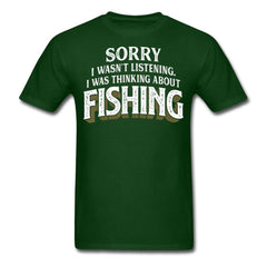 Thinking About Fishing Funny T-Shirt - forest green